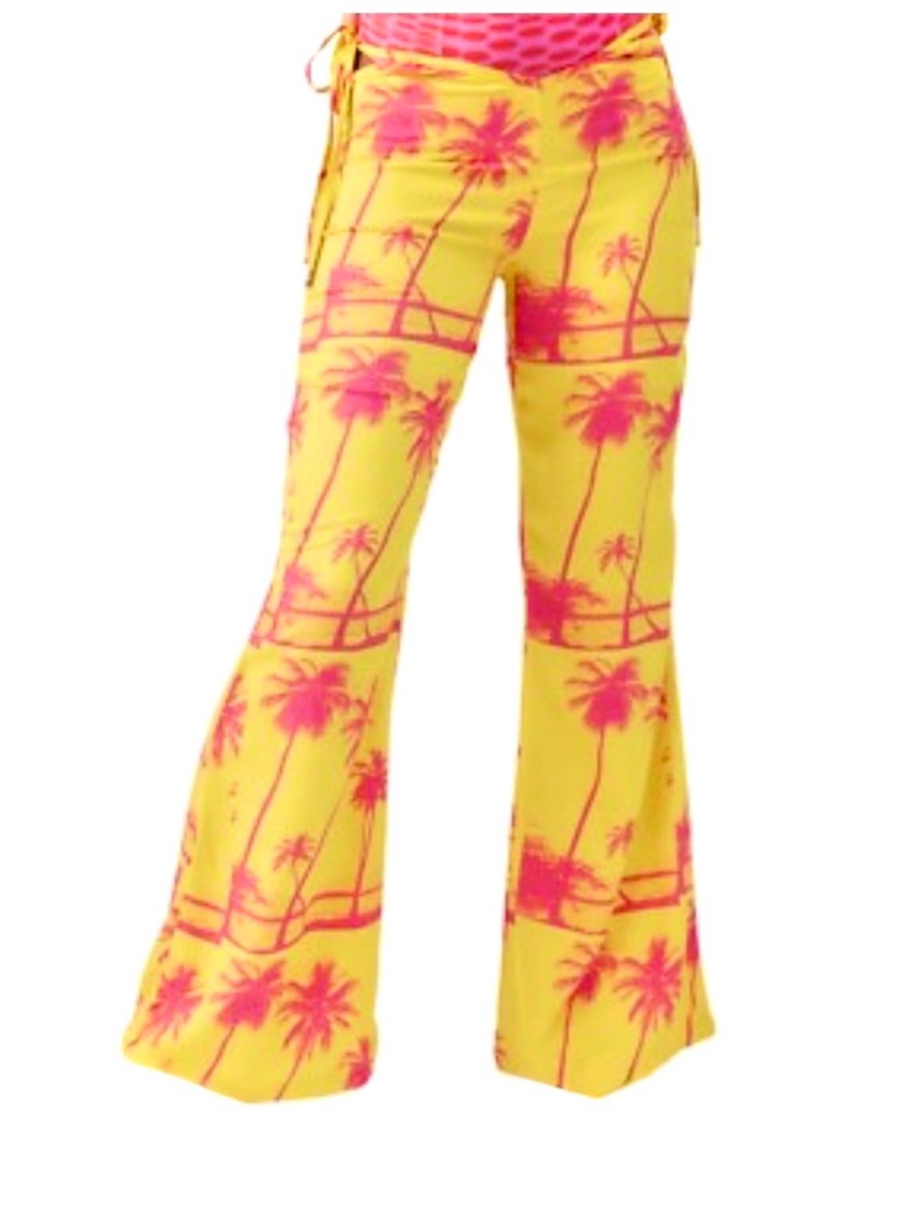 NWT PANTS Urban Outfitters Size 2 Yellow &Pink
Tropical Palm Tree Cut Out Flare.